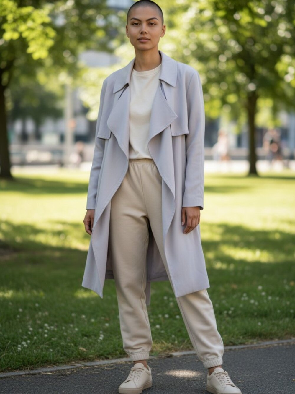 Club Monaco Lyocell Draped Trench Coat - Light Grey - Size L - Soft Touch